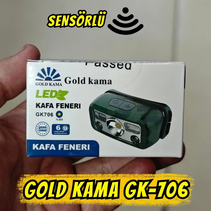 Gold Kama GK706 Type-C Şarjlı 20W Sensörlü Kafa Lambası