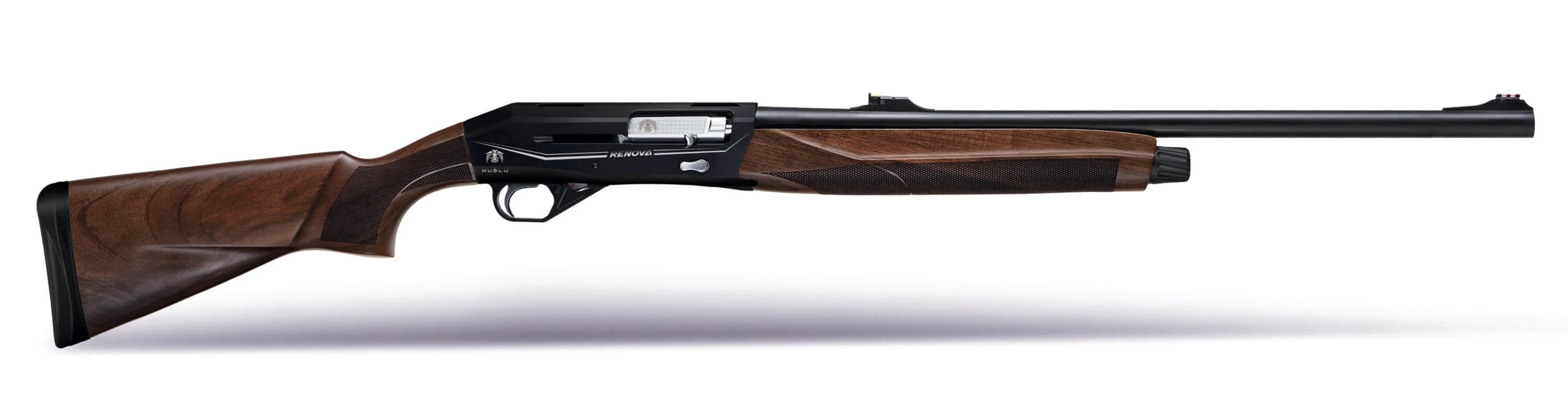 Huğlu Renova Slug Yarı Otomatik Av Tüfeği Siyah (12 GA - Kinetik Sistem - 61 CM Ayarlanabilir Gezli Slug Namlu - Türk Cevizi)