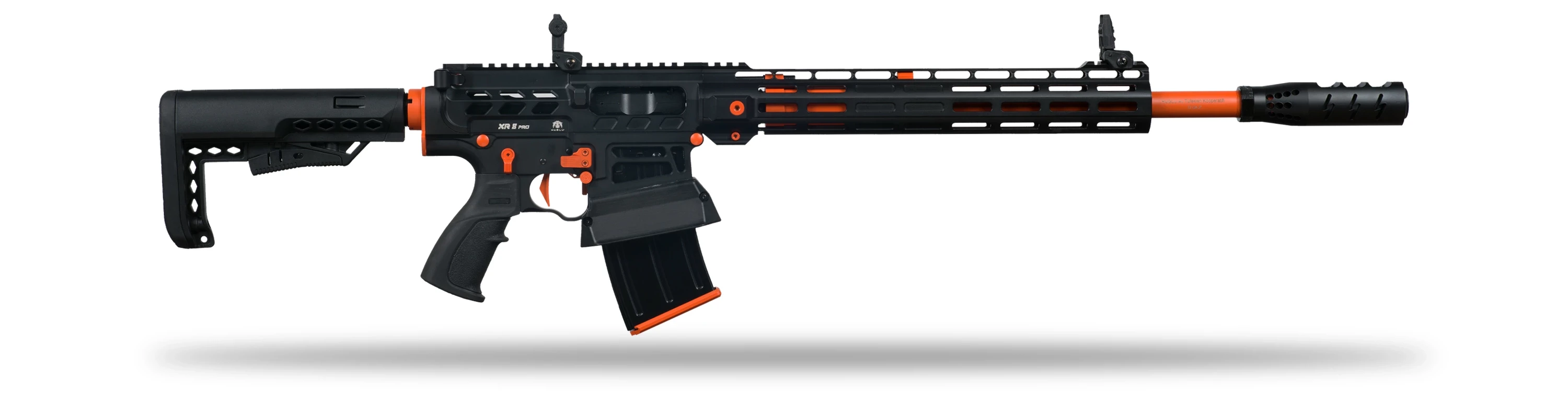 Huğlu XR 8 Pro Orange Şarjörlü Av Tüfeği Siyah Turuncu Parçalı (12 GA - Gazlı Sistem - Ayarlanabilir Valf - Teleskopik Dipçik - 47 CM Mobil Şoklu)