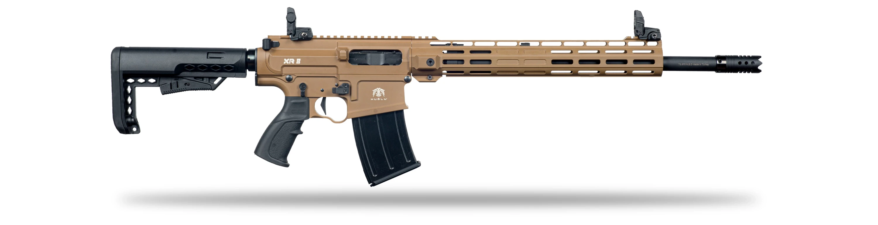 Huğlu XR 8 Troy Coyote Tan Şarjörlü Av Tüfeği Bronze (12 GA - Gazlı Sistem - Ayarlanabilir Valf - Teleskopik Dipçik - 47 CM Mobil Şoklu)
