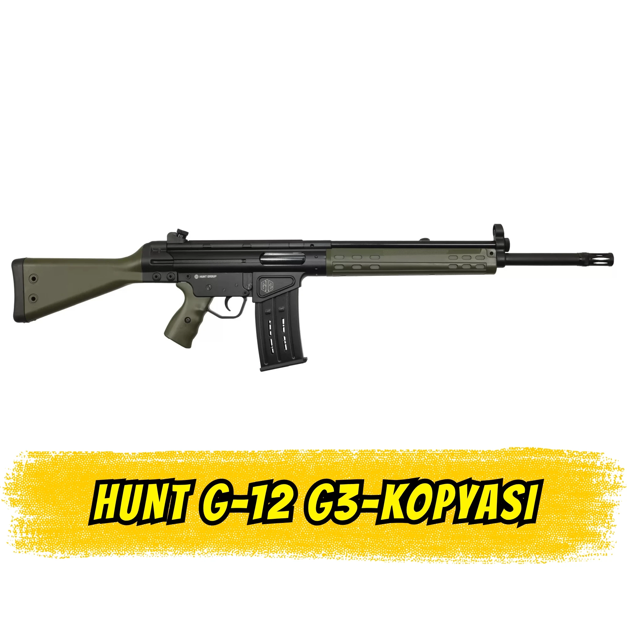 Hunt Group G12-S Şarjörlü Av Tüfeği G3 Tipi Piyade Tüfeği Klonu Yeşil Polimer (12 GA - 51 cm Namlu)