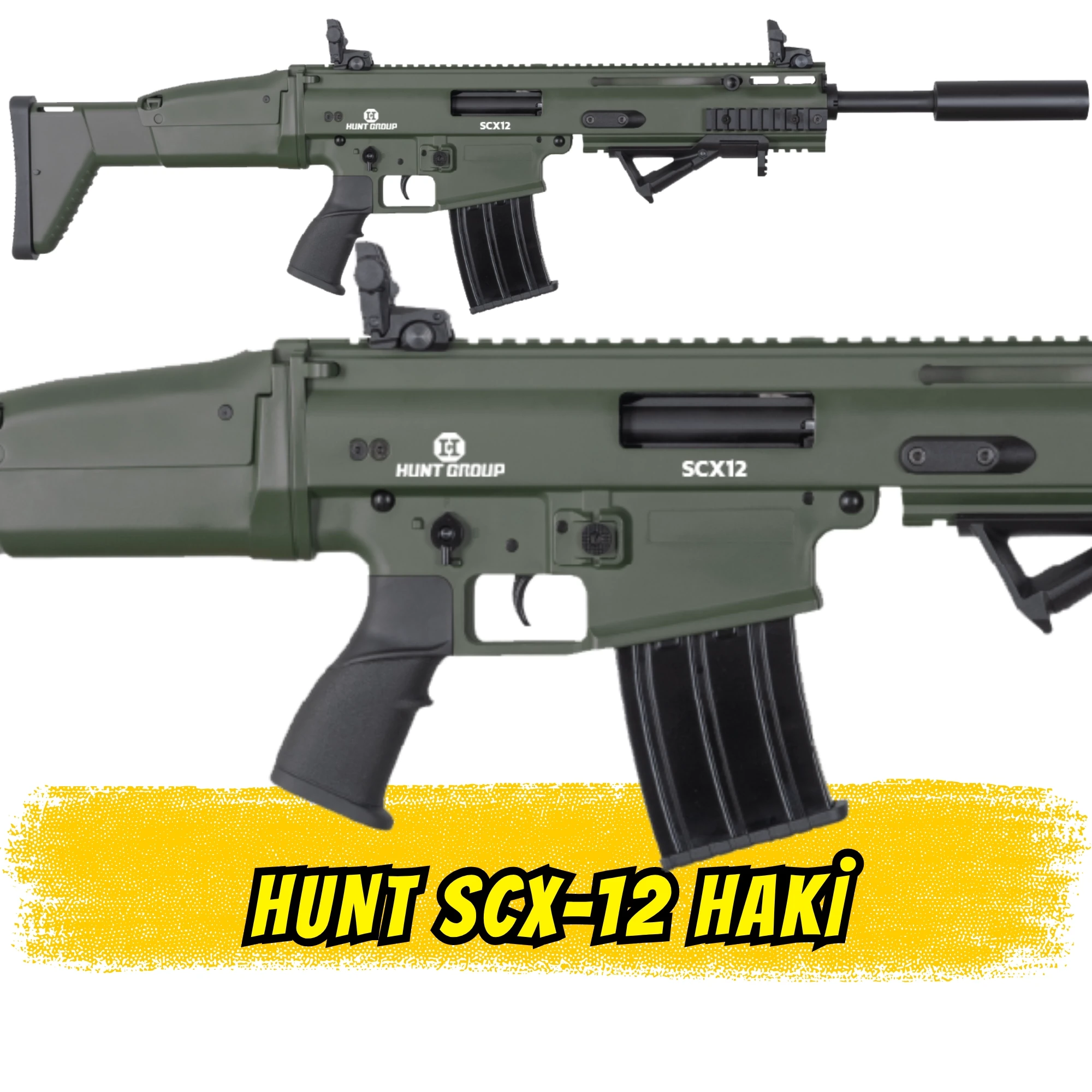Hunt SCX12 Şarjörlü Av Tüfeği Haki (SCAR Tipi Yarı Otomatik)