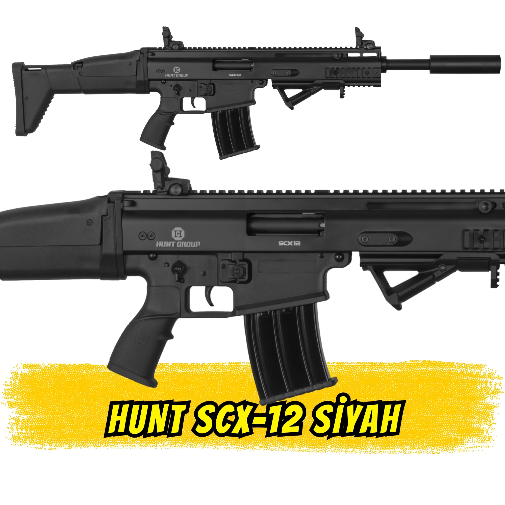 Hunt SCX12 Şarjörlü Av Tüfeği Siyah (SCAR Tipi Yarı Otomatik)