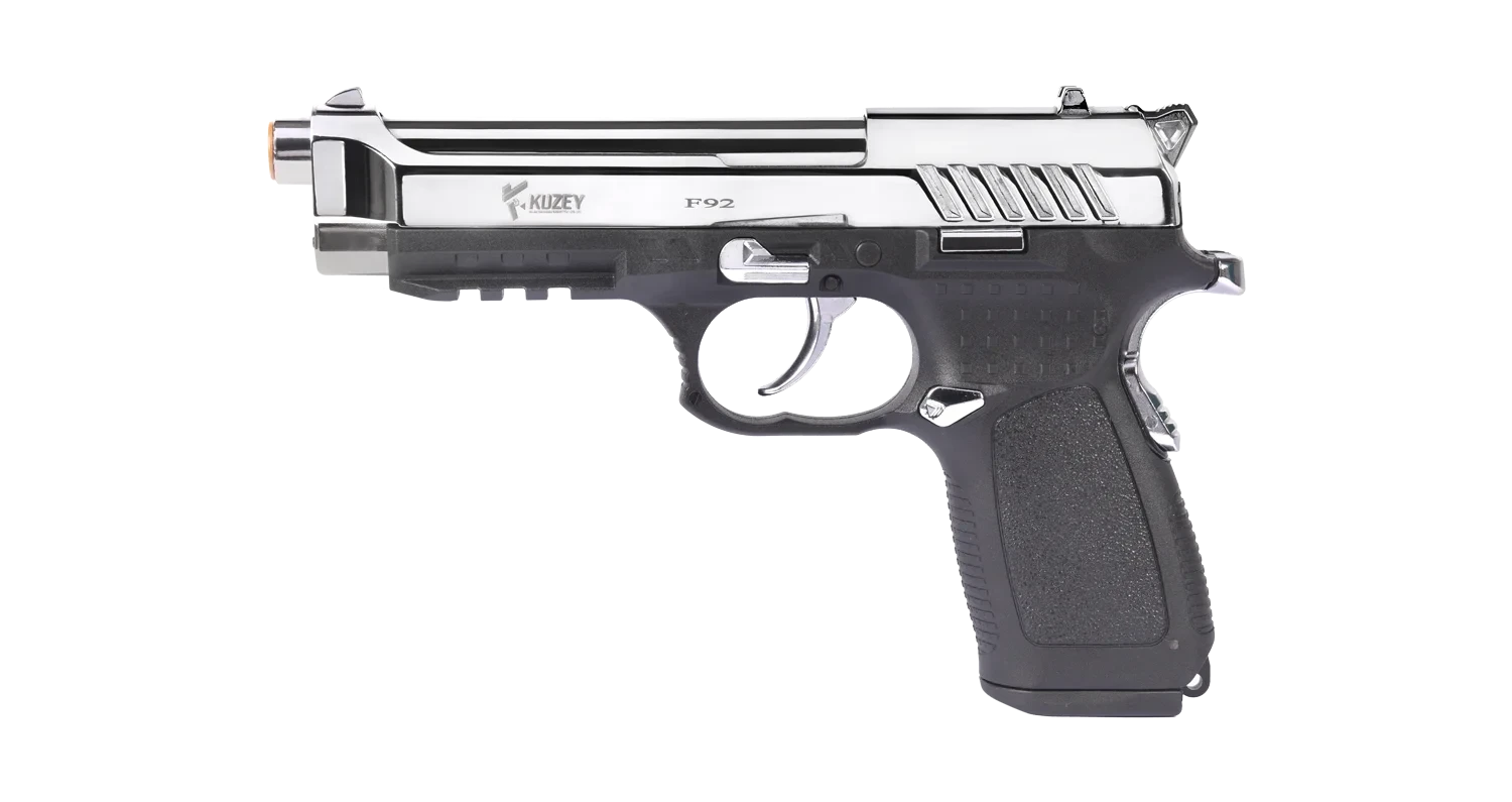 Kuzey F92 Kurusıkı Ses Tabancası (9 mm P.A.K. - Parlak Krom - Beretta F92 Tipi)