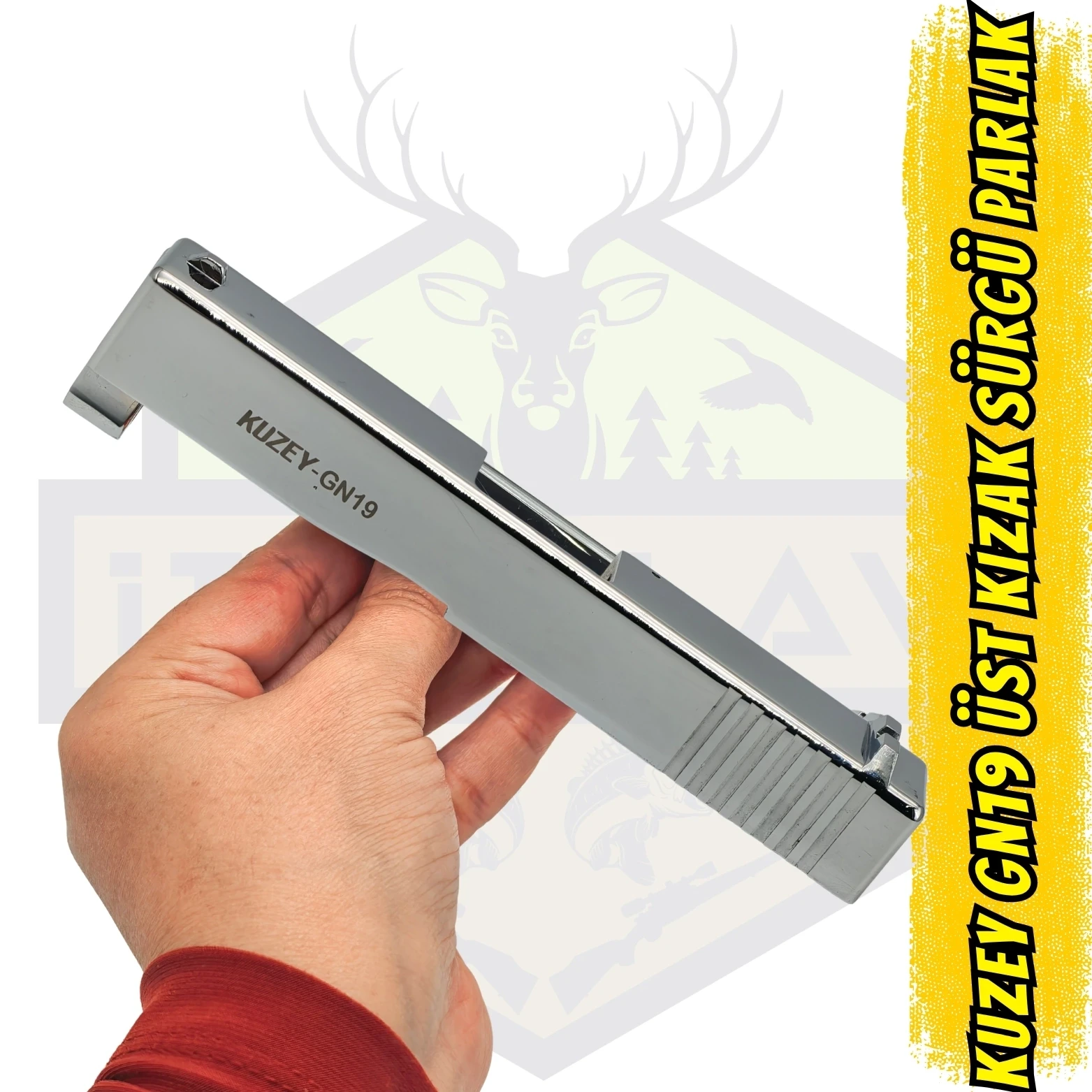 Kuzey GN19 (Glock Tipi) Üst Kızak Sürgü Parlak Krom