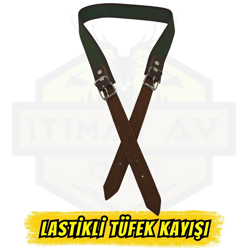 Lastikli Tüfek Kayışı Metal Tokalı - Uç Kısmı Deri