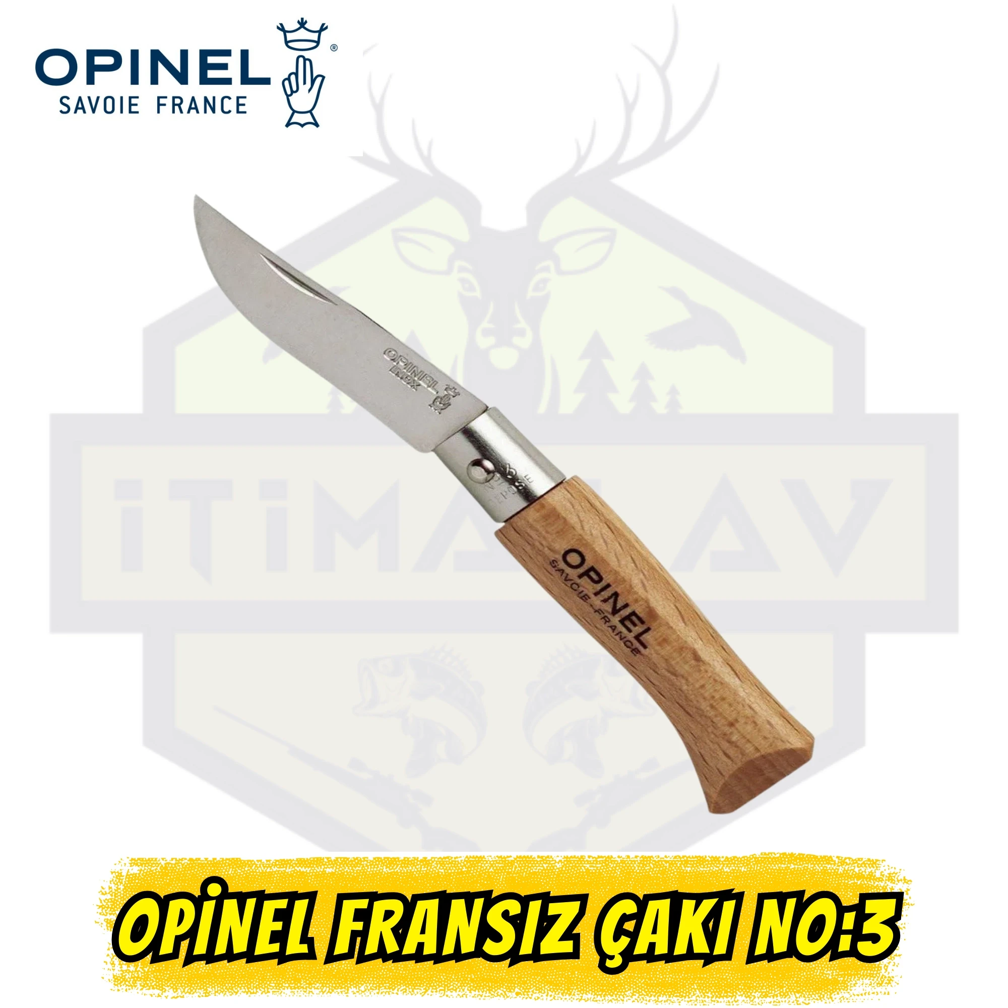 Opinel Inox No:3 Çakı - Paslanmaz Çelik Bıçak Kayın Ağacı Sap