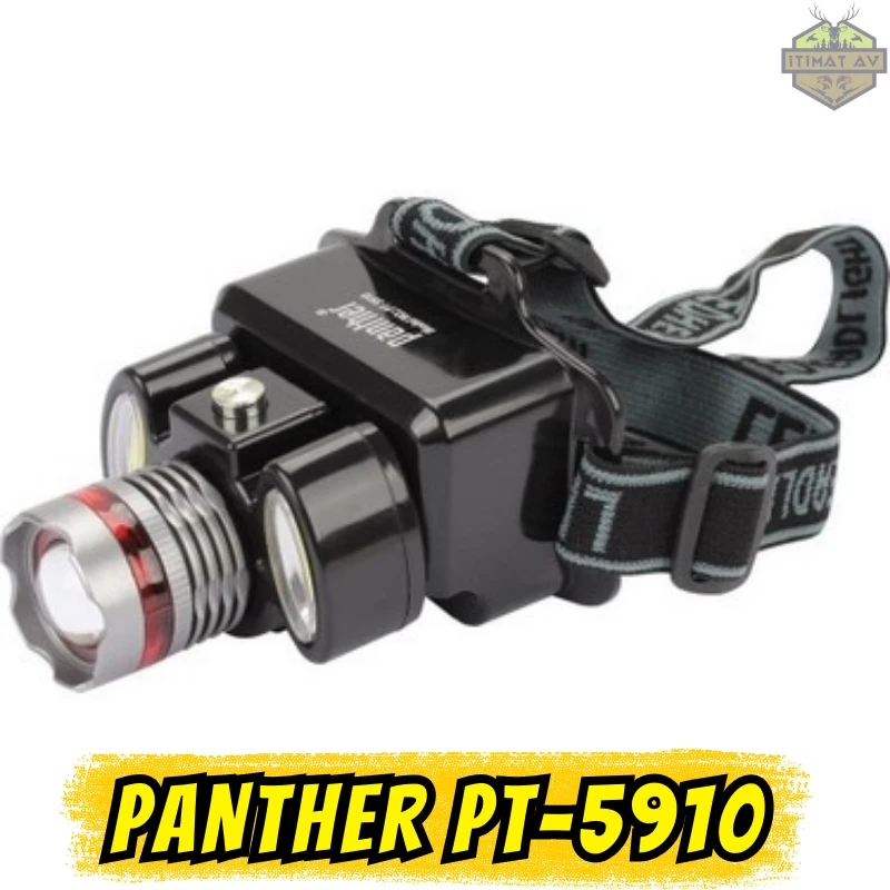 Panther PT-5910 Pilli Kafa Lambası (3W LED + Çift COB LED / Pompalı Zoom)