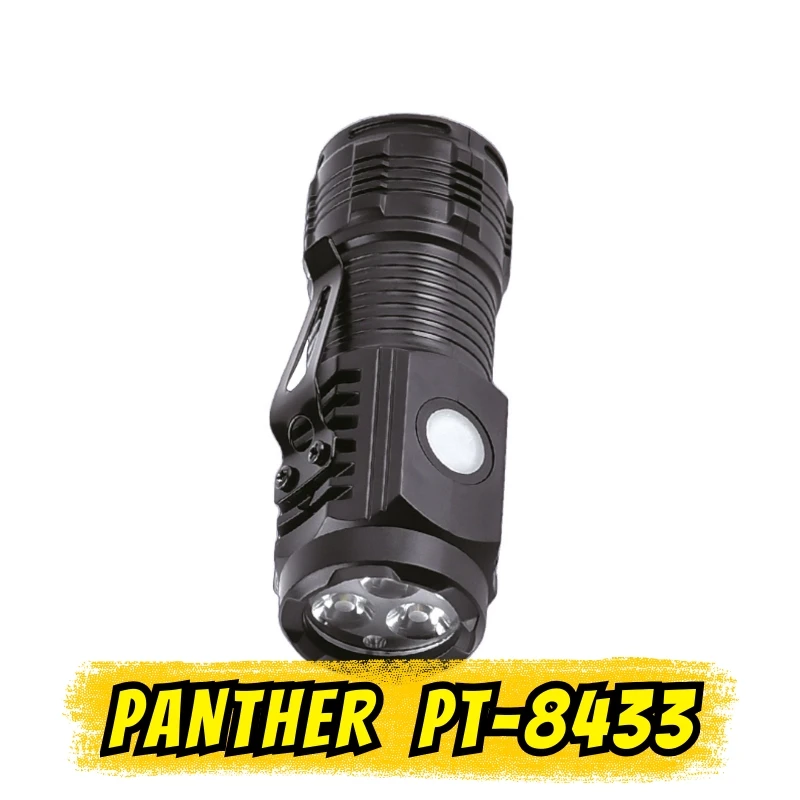 Panther PT-8433 Type-C Şarjlı 3 XE LED Mini El Feneri (500 Lümen / Mıknatıslı & Metal Klipsli)