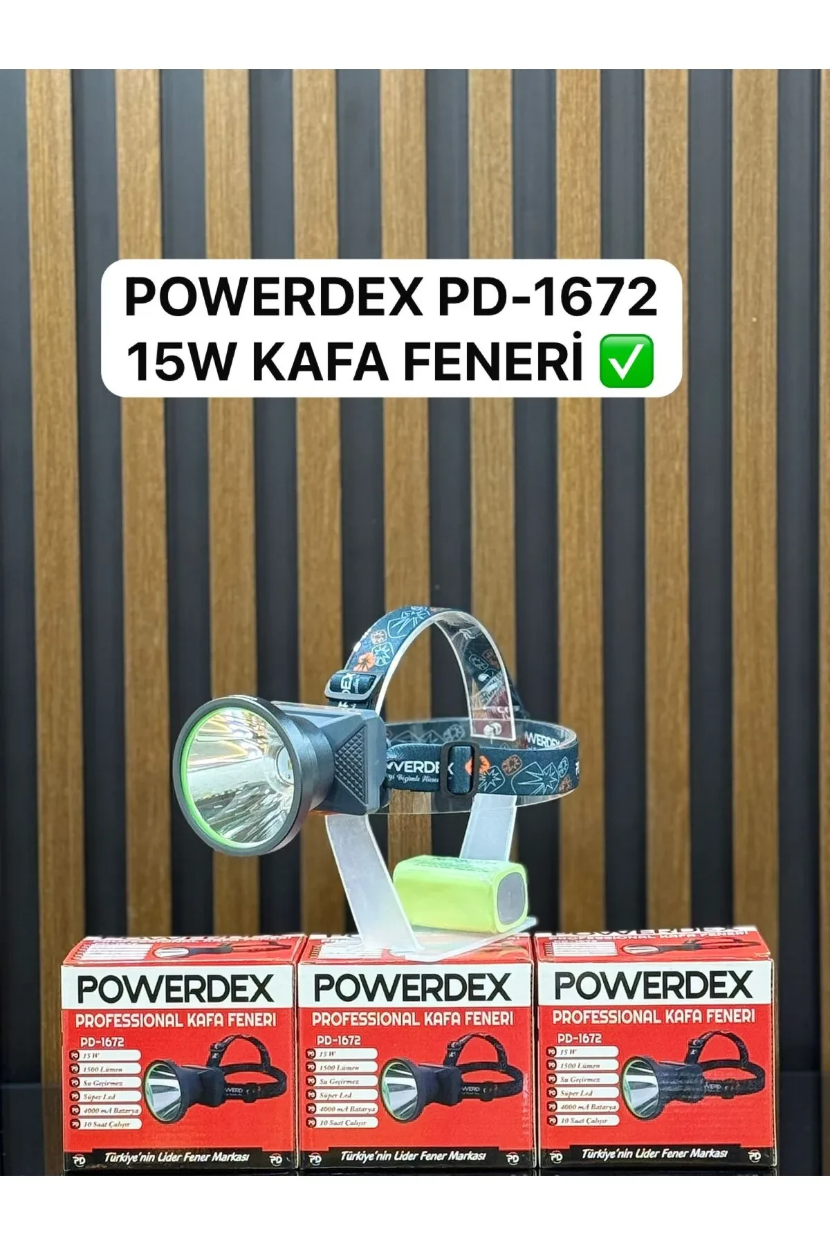 Powerdex PD-1672 Profesyonel Şarjlı LED Kafa Feneri 15W / 1500 Lümen (4000 mAh)