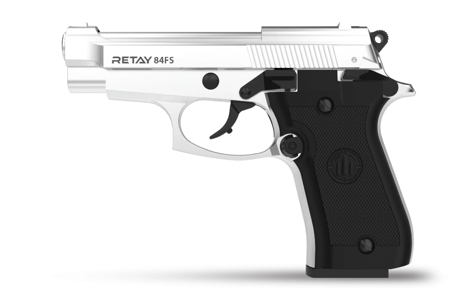 Retay 84FS Kurusıkı Ses Tabancası (9 mm P.A.K. - Parlak Krom - Beretta 84FS Tipi)