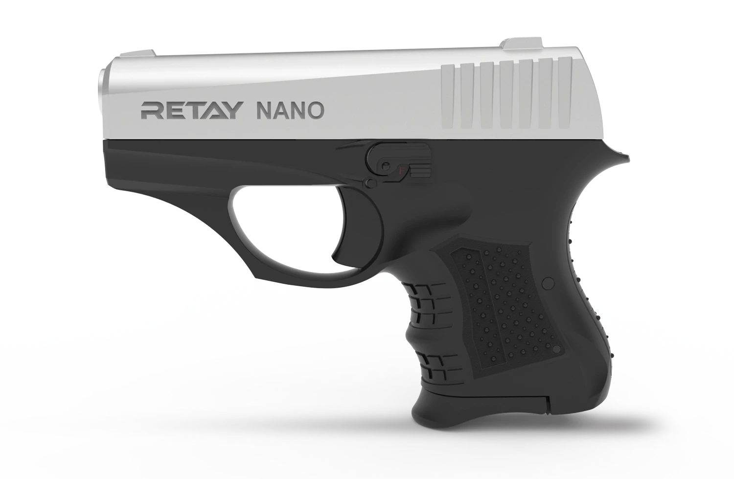 Retay Nano Kurusıkı Ses Tabancası (8 mm P.A.K. - Parlak Krom - Ultra Mikro Cep Tipi)
