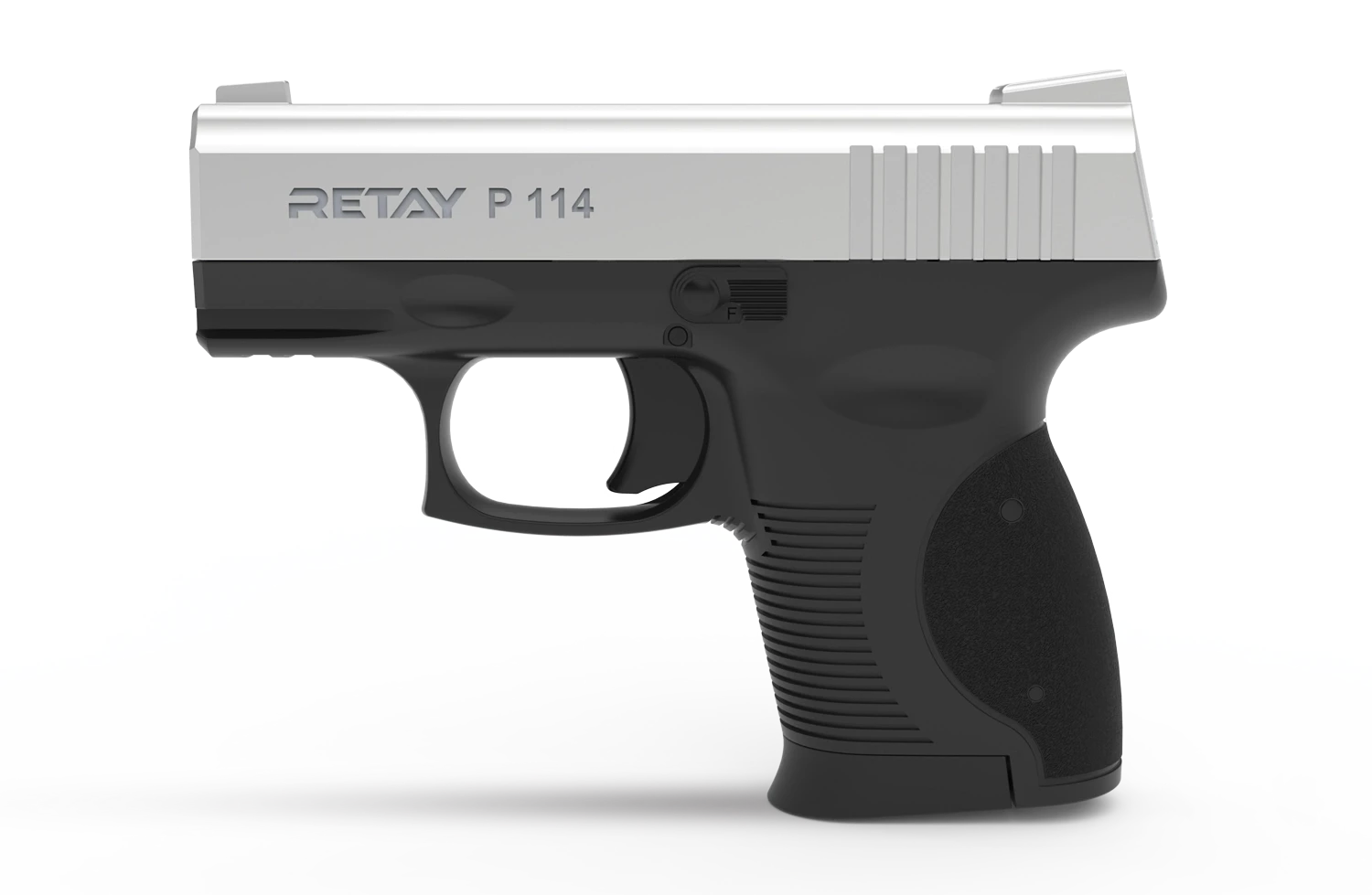Retay P114 Kurusıkı Ses Tabancası (9 mm P.A.K. - Parlak Krom - Mikro Cep Tipi)