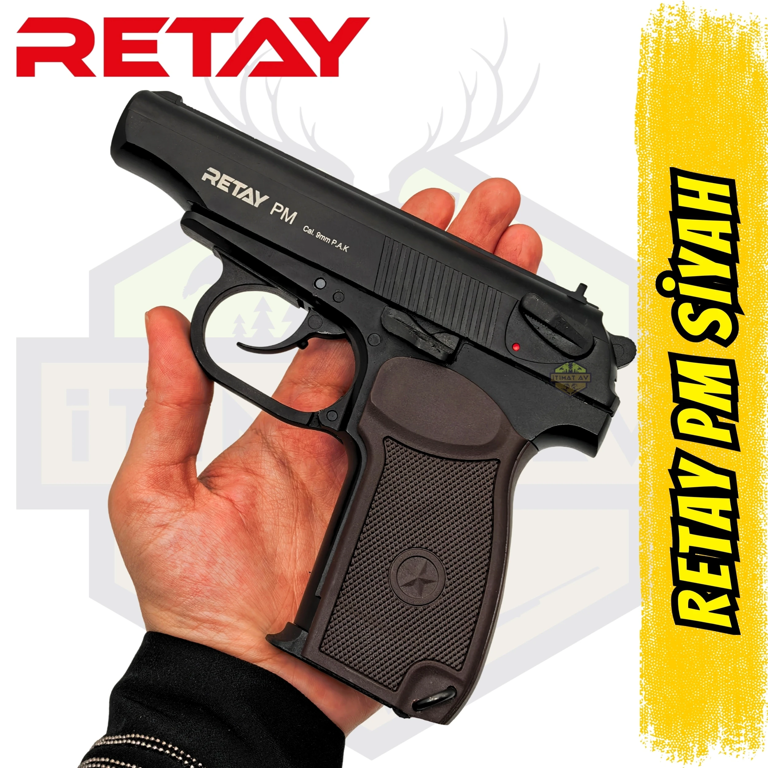 Retay PM Kurusıkı Ses Tabancası (9 mm P.A.K. - Mat Siyah - Makarov Tipi)