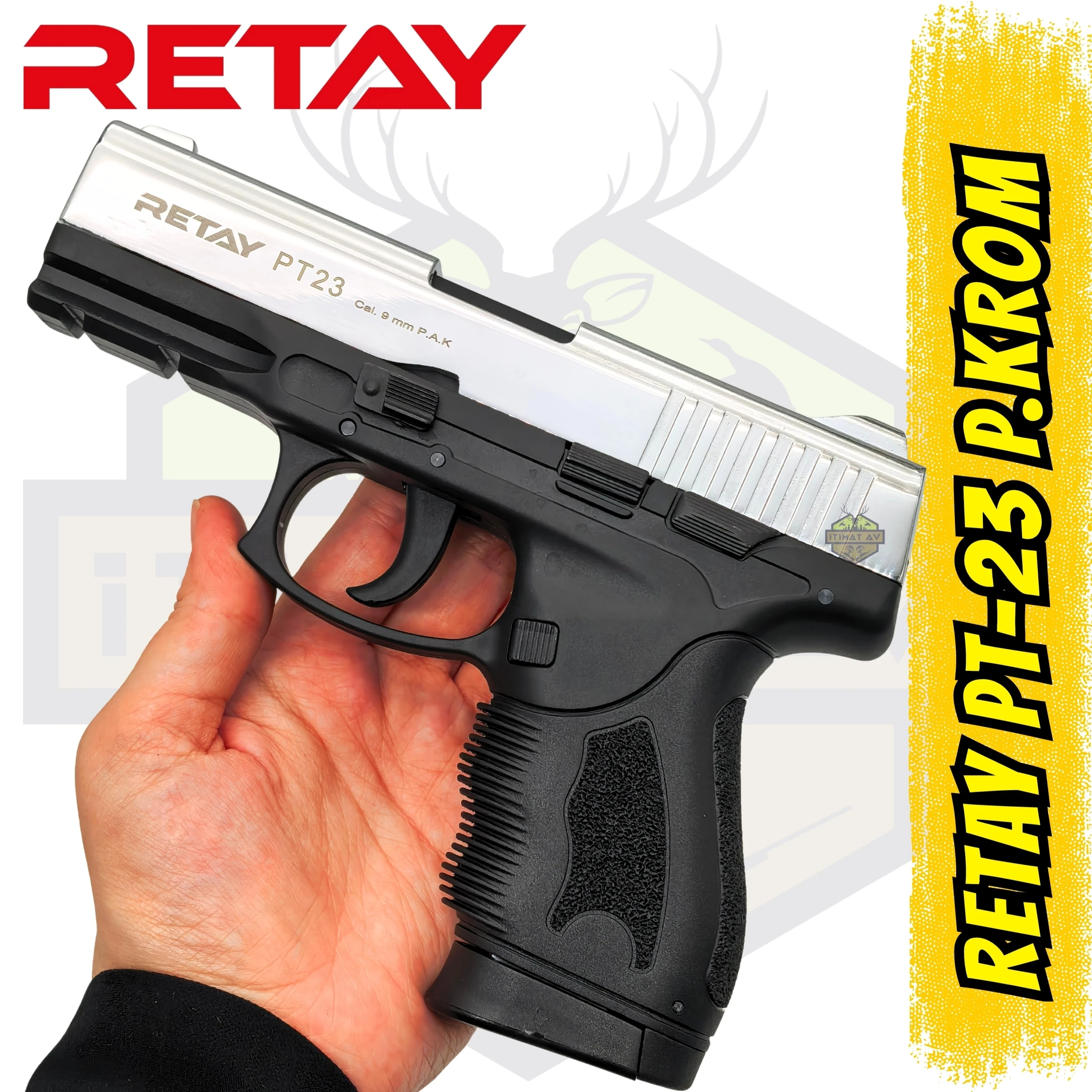 Retay PT-23 Kurusıkı Ses Tabancası Parlak Krom