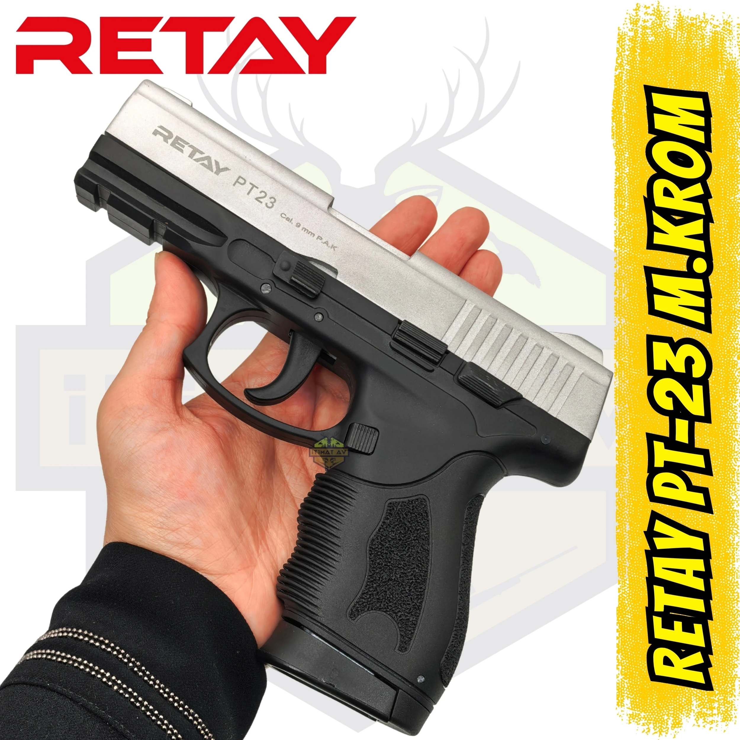 Retay PT-23 Kurusıkı Ses Tabancası Mat Krom