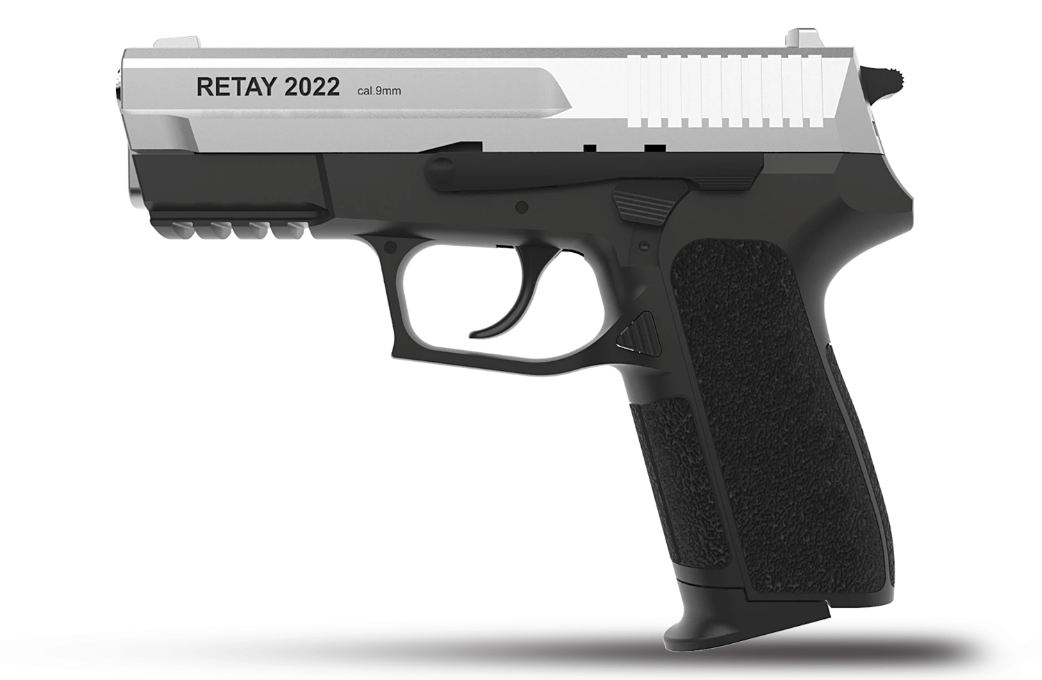Retay S2022 Kurusıkı Ses Tabancası (9 mm P.A.K. - Parlak Krom - Sig Sauer Tipi)