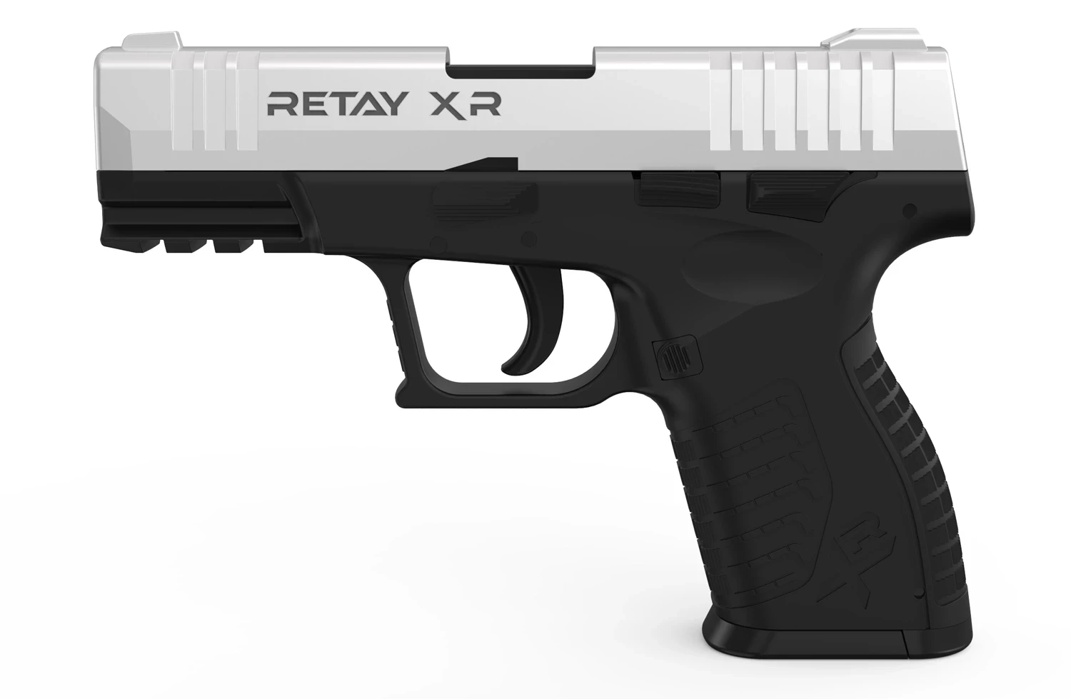 Retay XR Kurusıkı Ses Tabancası (9 mm P.A.K. - Parlak Krom - 14+1 Şarjörlü)