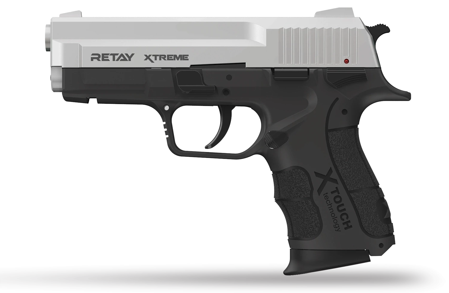Retay Xtreme Kurusıkı Ses Tabancası (9 mm P.A.K. - Parlak Krom - 14+1 Şarjörlü)