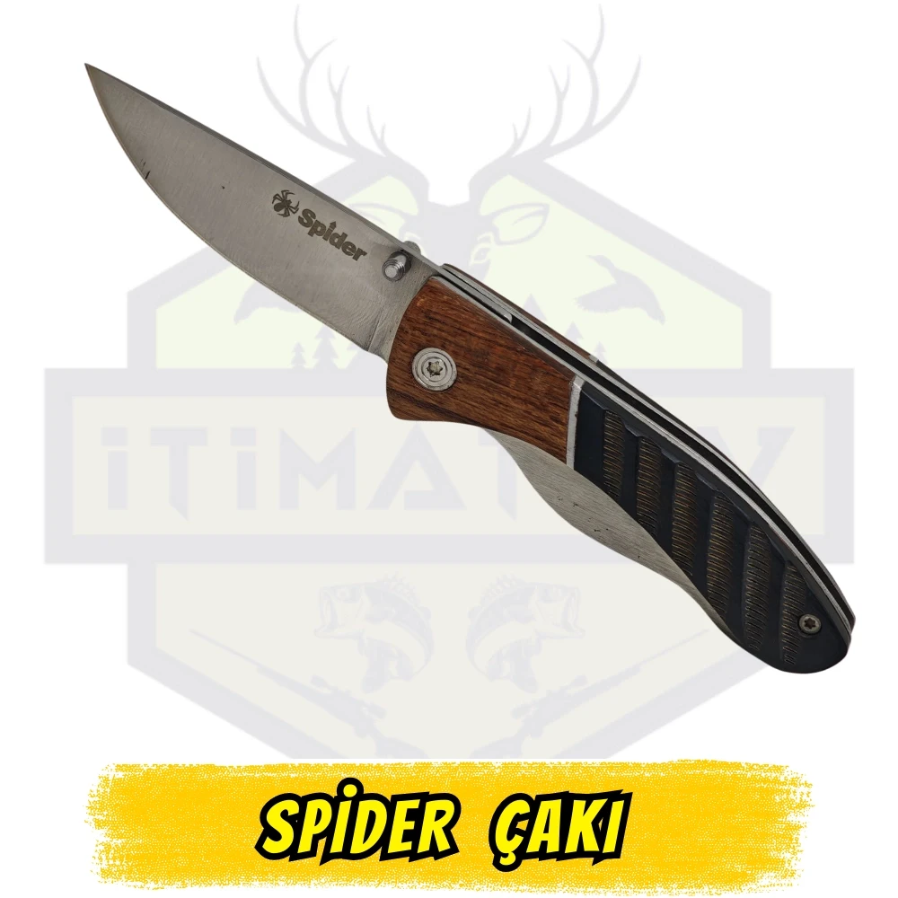 Spider Katlanır Çakı Ahşap Sap - Açık Uzunluk 15.5 cm Kapalı 9 cm