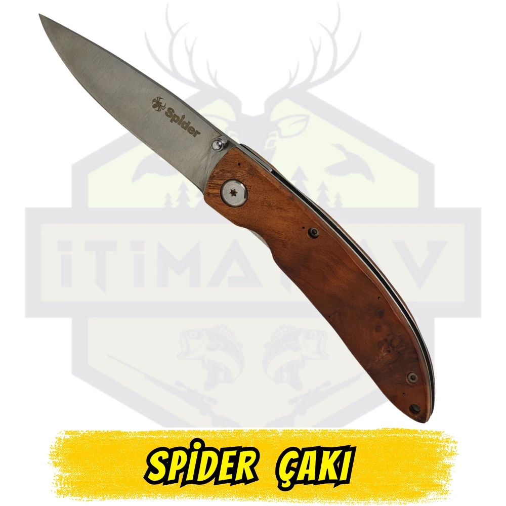 Spider Katlanır Çakı Ahşap Sap - Açık Uzunluk 19.5 cm Kapalı 10 cm