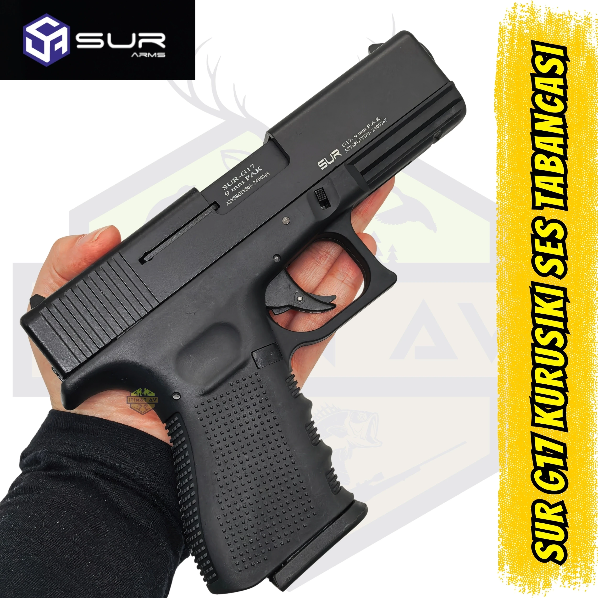 Sur G17 Kurusıkı Ses Tabancası (9 mm P.A.K. - Mat Siyah - Glock Tipi)