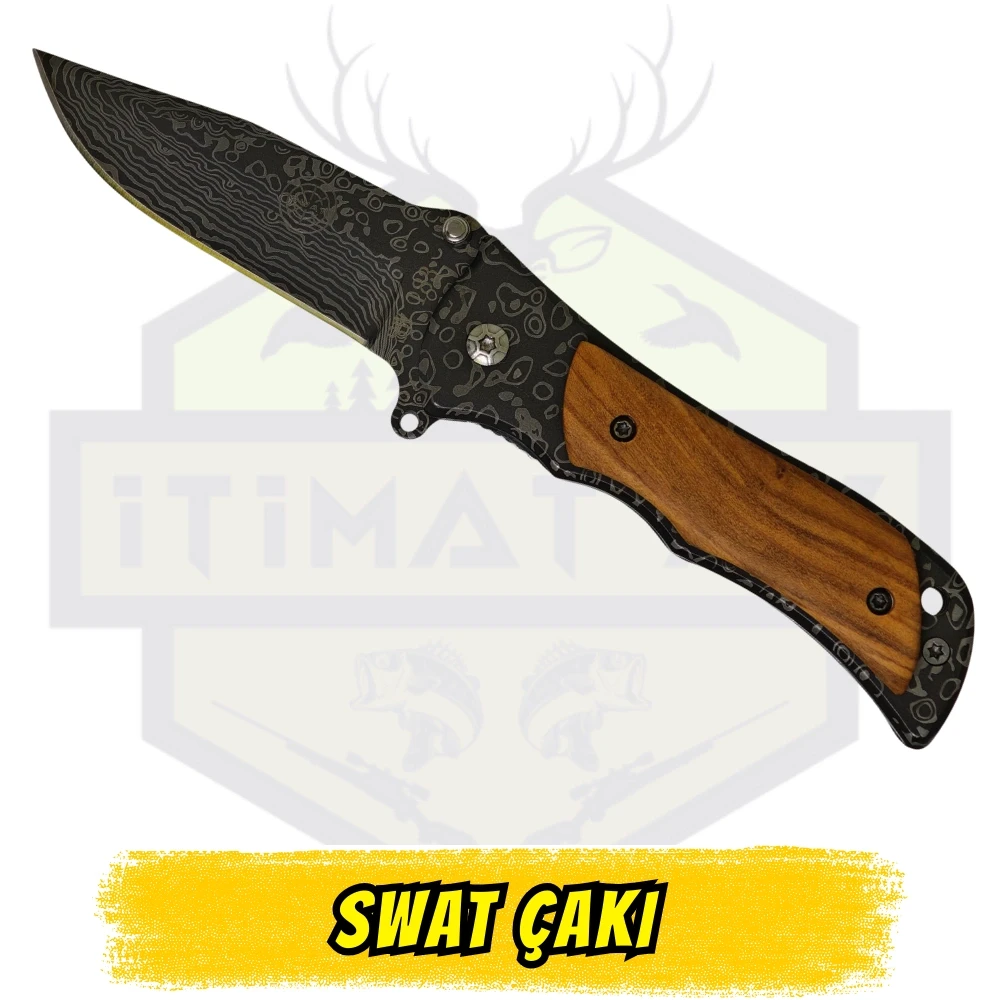 SWAT Katlanır Çakı Ahşap Sap - Açık Uzunluk 15.5 cm Kapalı 9 cm