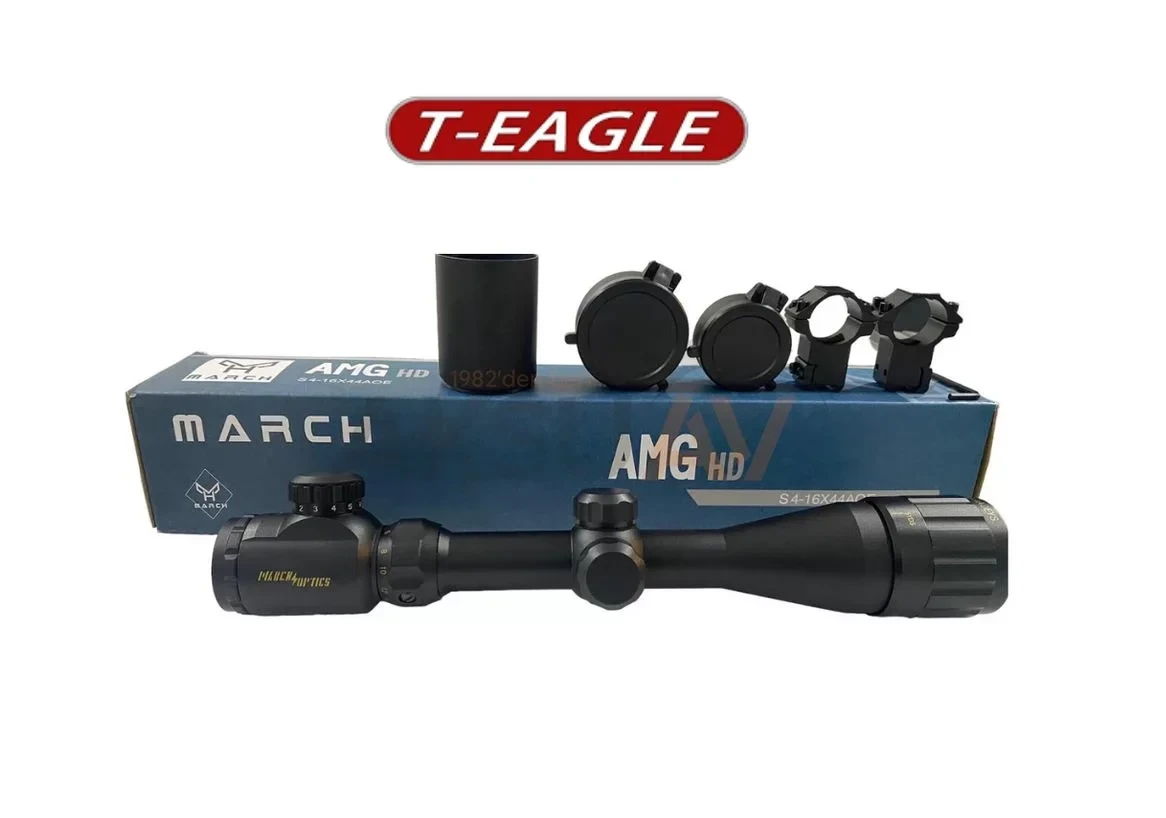 T-Eagle March AMG HD ST 4-16x44 AOE Paralaks Ayarlı ve Işıklı Tüfek Dürbünü (11 mm Ayaklı)
