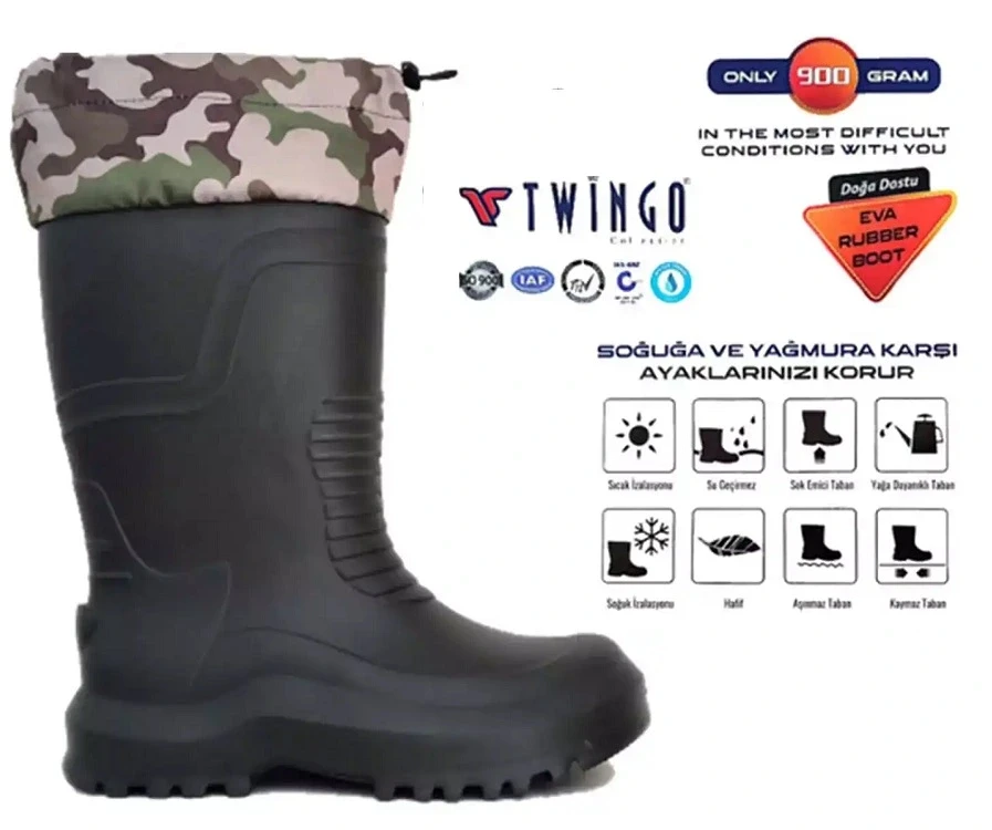 Twingo 1.Sınıf EVA Su Geçirmez Boğazlı İçi Mesli Çizme (Ultra Hafif - Soğuk Geçirmez - Termal Astar)