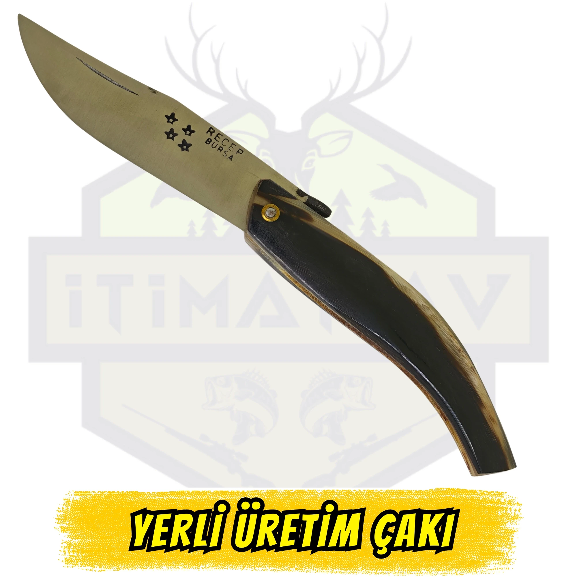 Yerli El Yapımı Çakı Kemik Sap - Açık Uzunluk 22.5 cm Kapalı 13 cm
