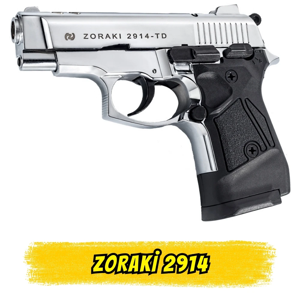 Zoraki 2914 Parlak Krom Kurusıkı Ses Tabancası (9mm P.A.K. - 14+1 Kapasiteli)