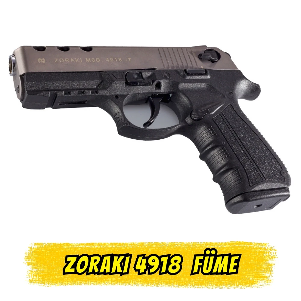Zoraki 4918 Füme Kurusıkı Ses Tabancası (9mm P.A.K. - 18+1 Kapasiteli)