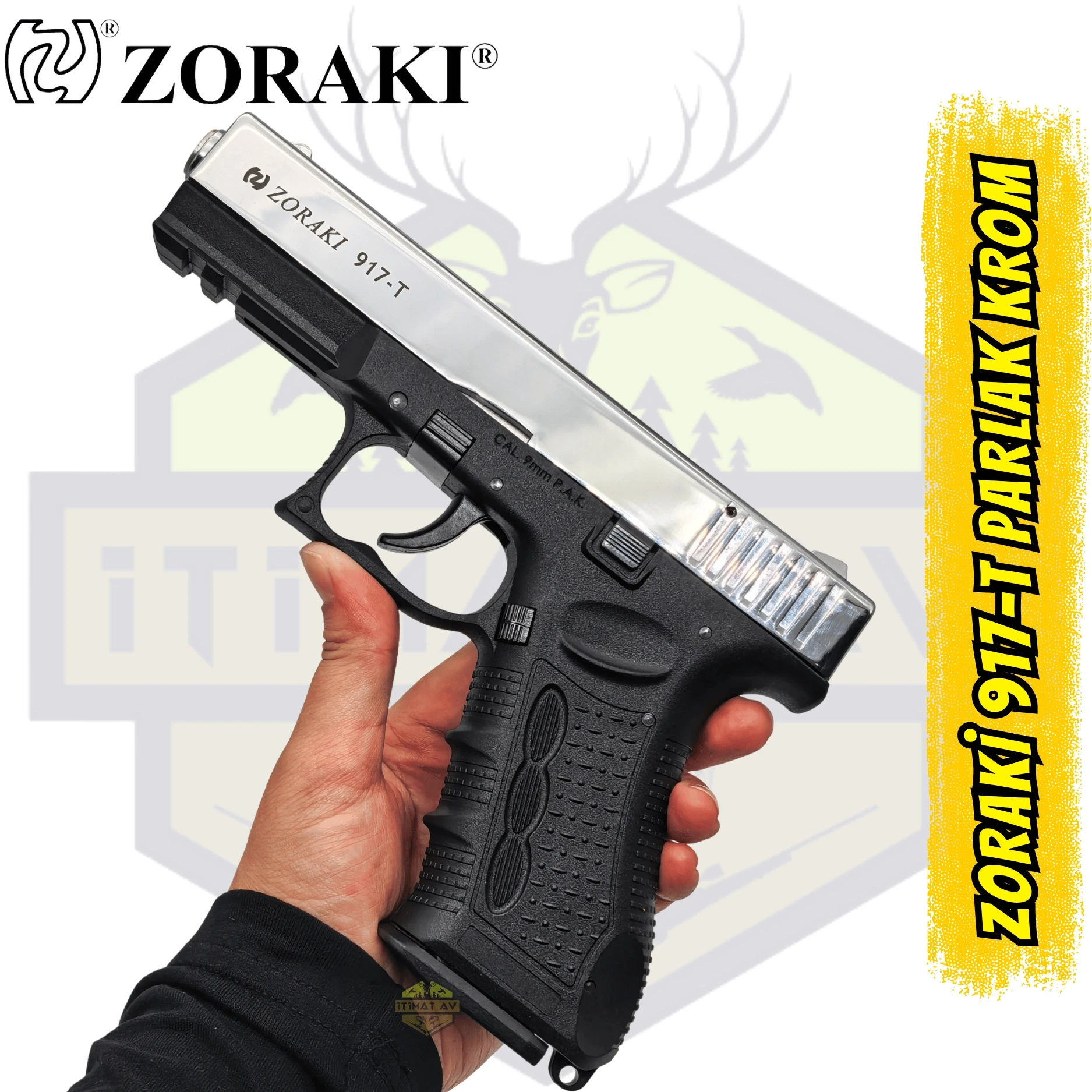 Zoraki 917-T Parlak Krom Glock Replikası Kurusıkı Ses Tabancası