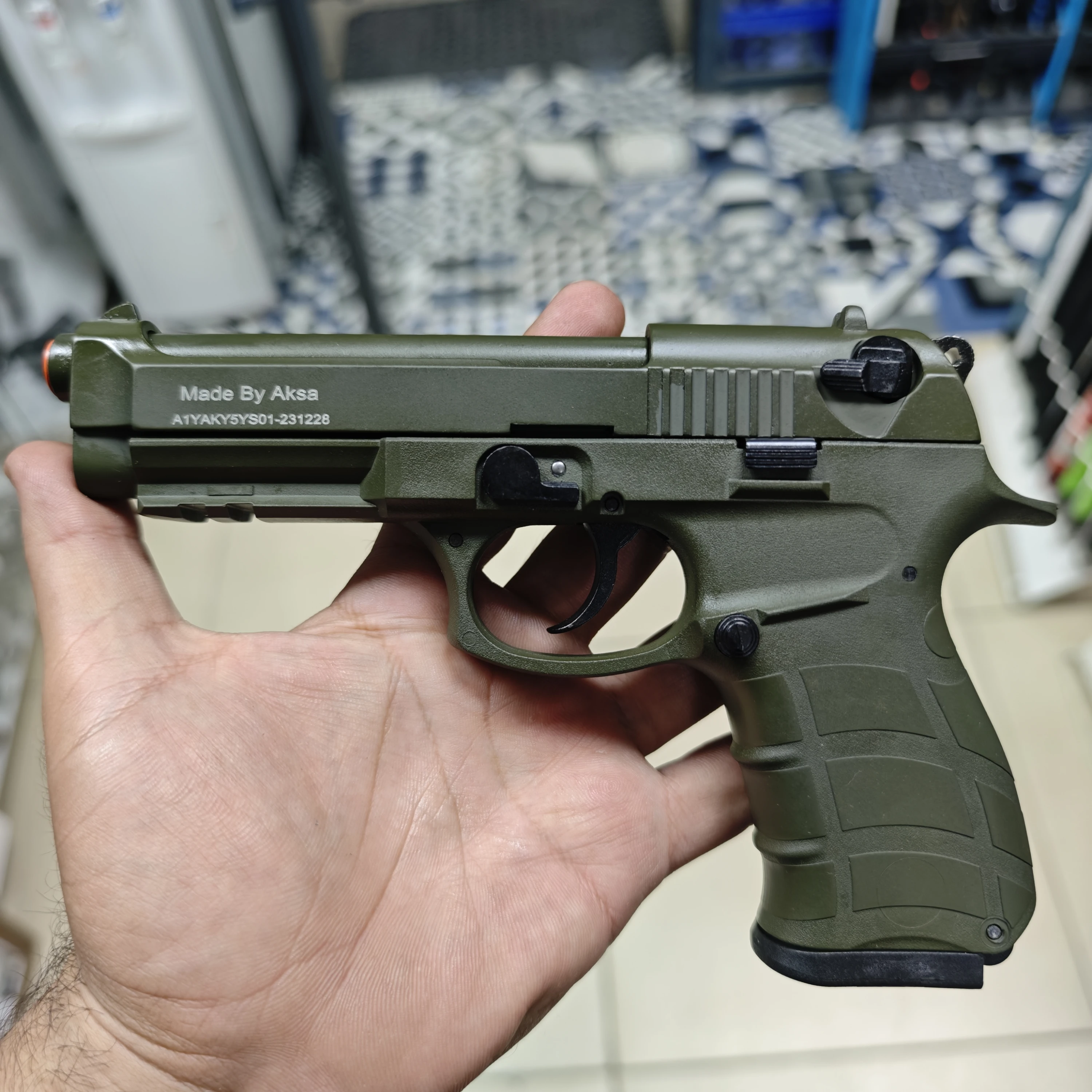 Aksa AK18 Kurusıkı Ses Tabancası (9mm P.A.K) - Taktik Yeşil / OD Green (AK18 – K11)