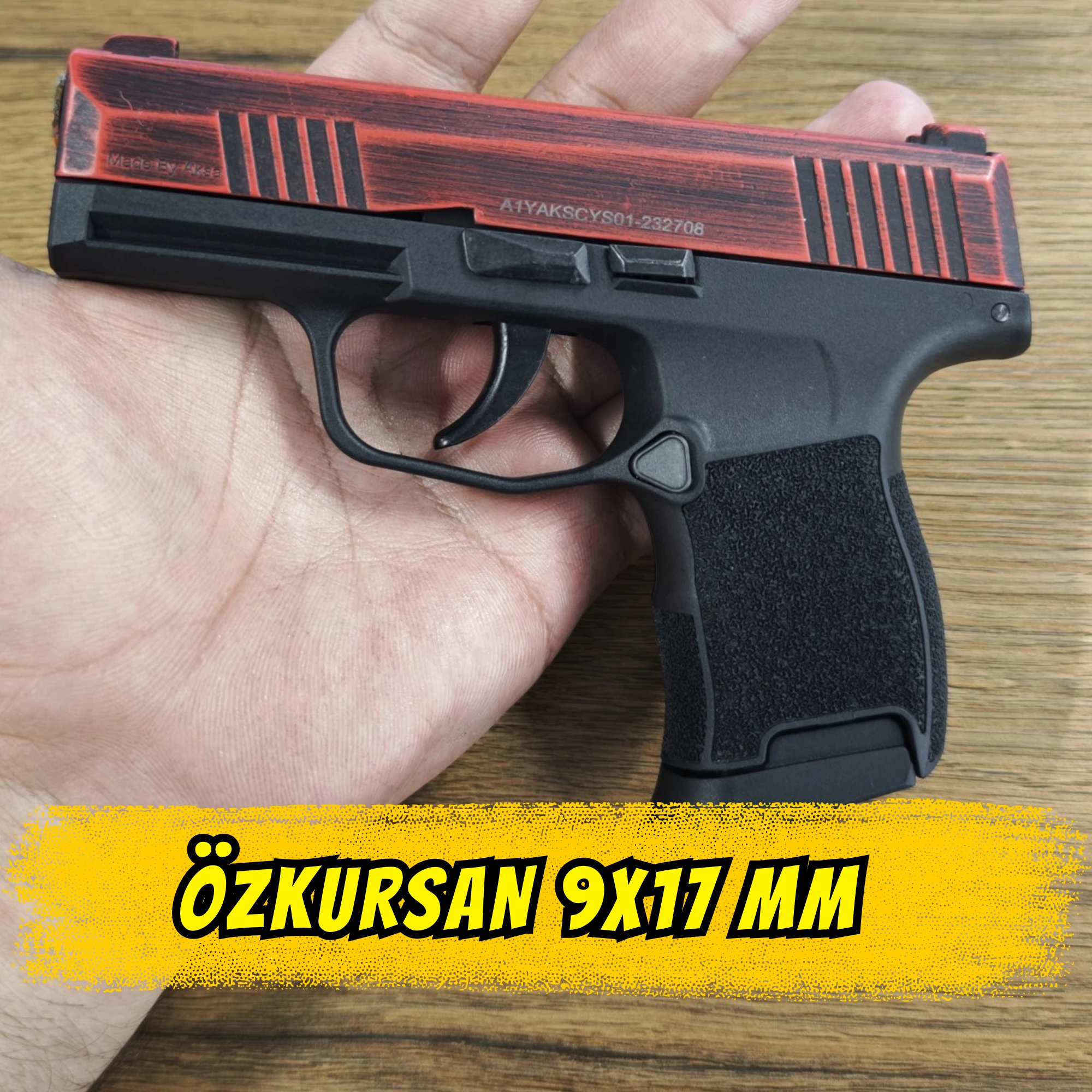 Aksa AK21 Kurusıkı Ses Tabancası (9mm P.A.K) - Kırmızı Eskitme