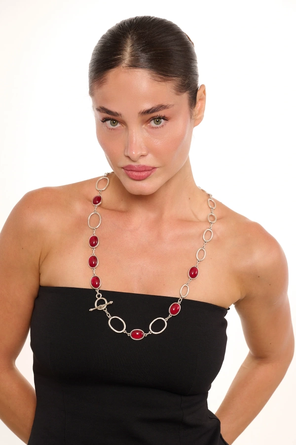 ZeyDor Bordo Modern Kolye