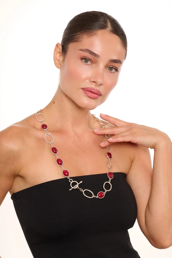 ZeyDor Bordo Modern Kolye
