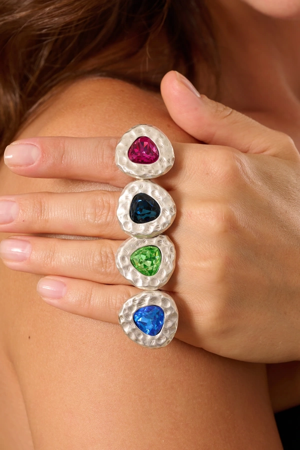 ZeyDor Pembe Kristal Taşlı Oval Yüzük