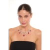 ZeyDor Bordo Kristal Taşlı Kolye