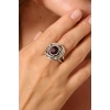 ZeyDor Bordo Kristal Taşlı Dönmeli Yüzük