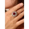 ZeyDor Bordo Kristal Taşlı Dönmeli Yüzük