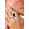 ZeyDor Bordo Kristal Taşlı Tomurcuklu Yüzük