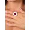 ZeyDor Pembe Kristal Taşlı Oval Yüzük