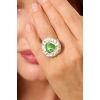 ZeyDor Yeşil Kristal Taşlı Oval Yüzük