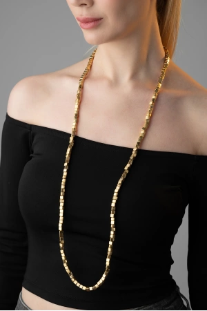 ZeyDor Gold Geometrik Uzun Kolye  6117