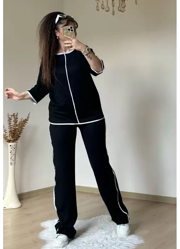 Beyaz Çızgılı Siyah Takım
