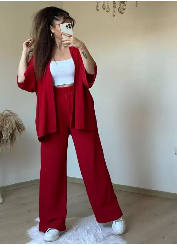 Plain Red Kimono Set