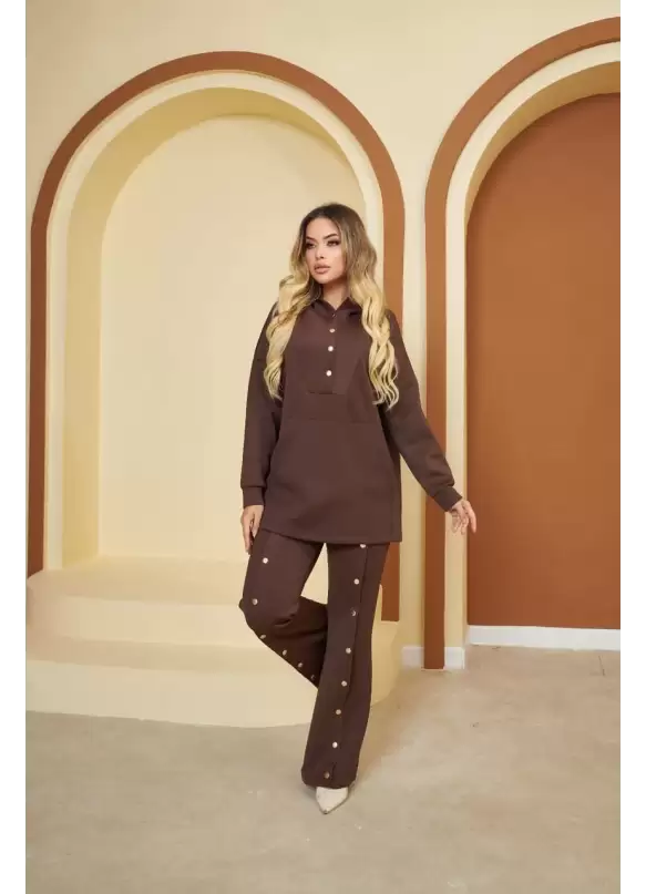 Gold Çıtçıtlı Kahve Takım
