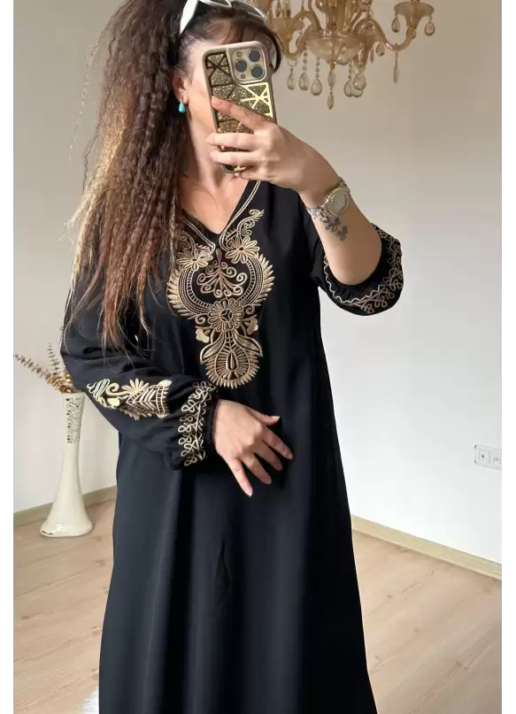 Gold nakış ıslemelı elbise