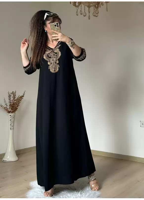 Gold nakış ıslemelı elbise